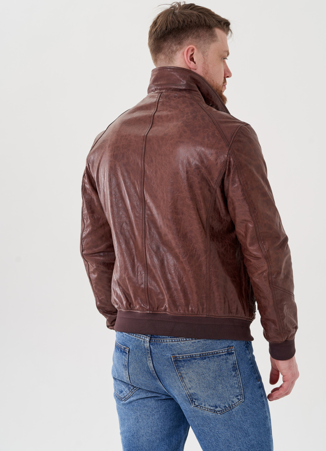 Куртка бомбер из натуральной кожи  модель № 24435 в рассрочку