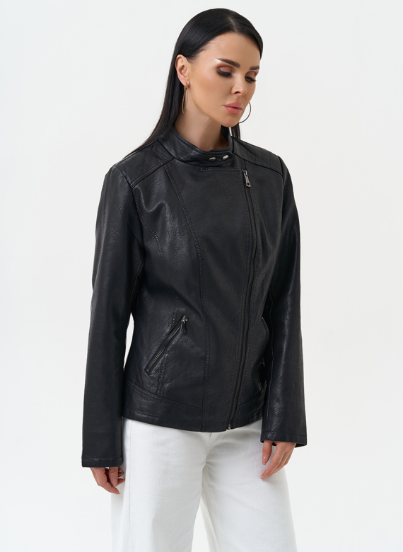 Куртка женская из эко кожи черного цвета