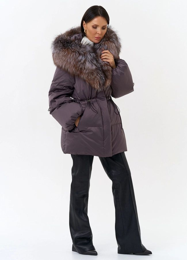 Женский пуховик с капюшоном из меха блюфрост модель № 32099 в рассрочку