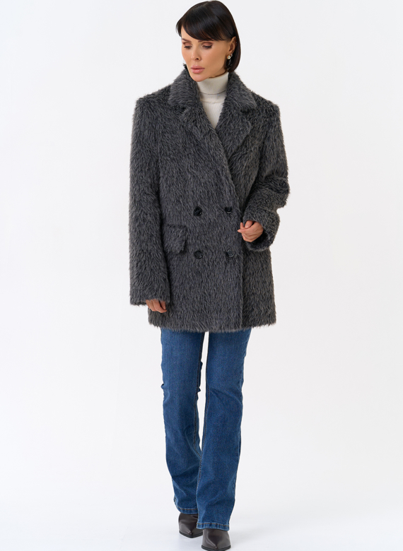 Женское утепленное пальто с английским воротником