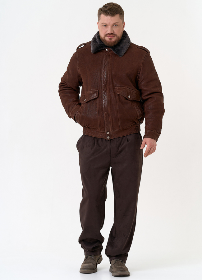 Куртка пилот из натуральной кожи с отделкой из овчины модель № 31658 универмаг малина