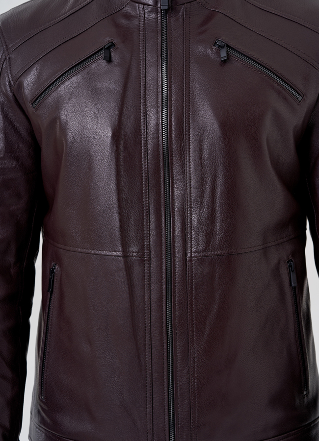 Мужская кожаная куртка  модель № 24400 универмаг малина