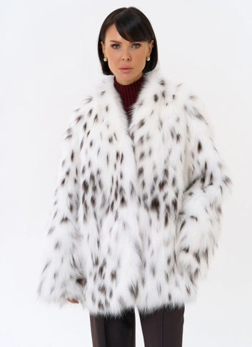 Шуба из лисы с инкрустацией под рысь