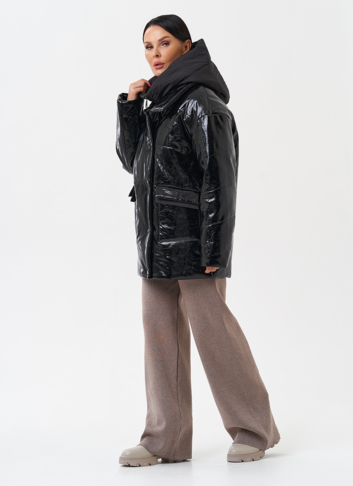 Куртка женская из эко кожи с капюшоном