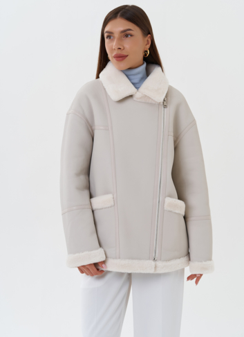 Женская эко дубленка с эко мехом