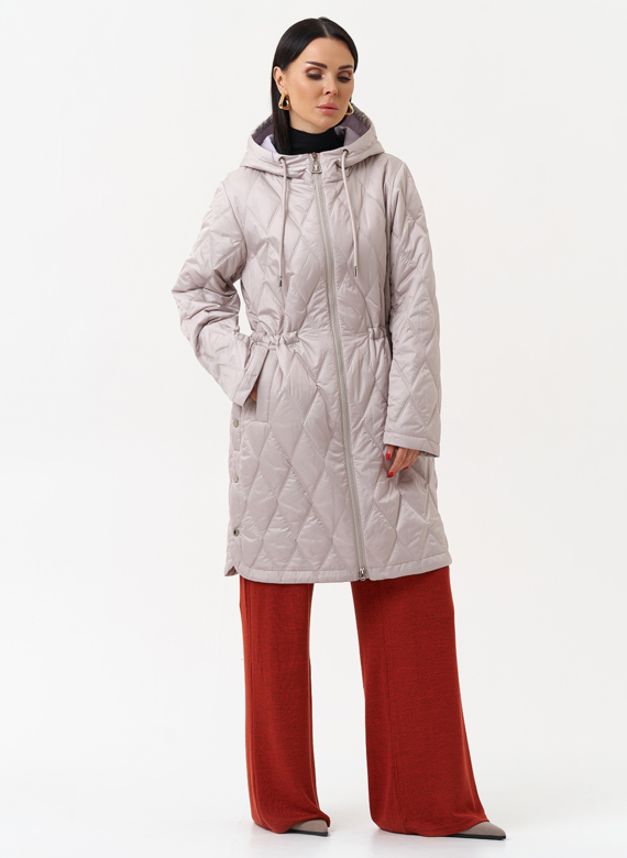 Женское утепленное полупальто с капюшоном