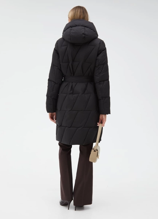 Женский пуховик с поясом модель № 31132 в кредит