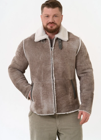 Светлая мужская дубленка