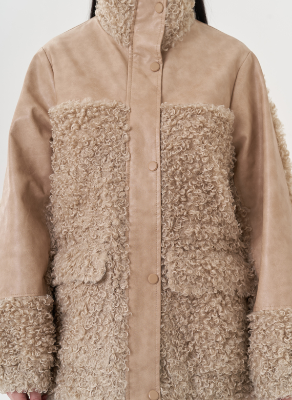 Комбинированный жакет из эко кожи