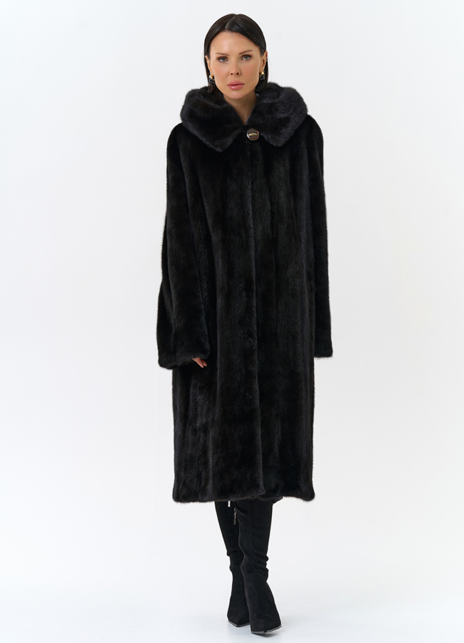 Шуба из норки в цвете махагон модель № 26126 универмаг малина