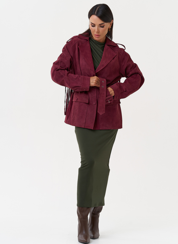 Жакет из натуральной замши с бахромой