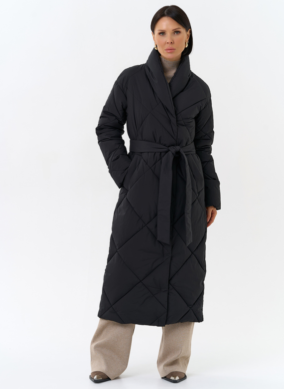 Женский пуховик с воротником шаль