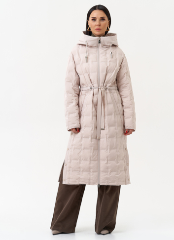 Женское утепленное пальто с капюшоном